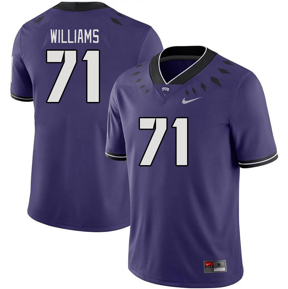 Men #71 Marcus Williams TCU Horned Frogs 2023 College Footbal Jerseys Stitched-Purple